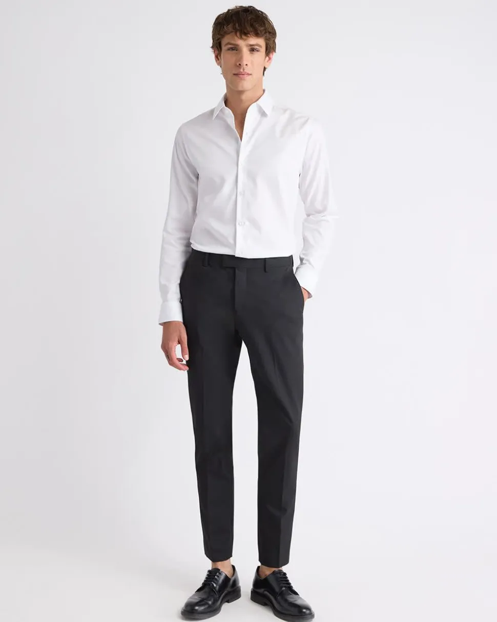 Slim-Fit Solid Twill Dress Shirt