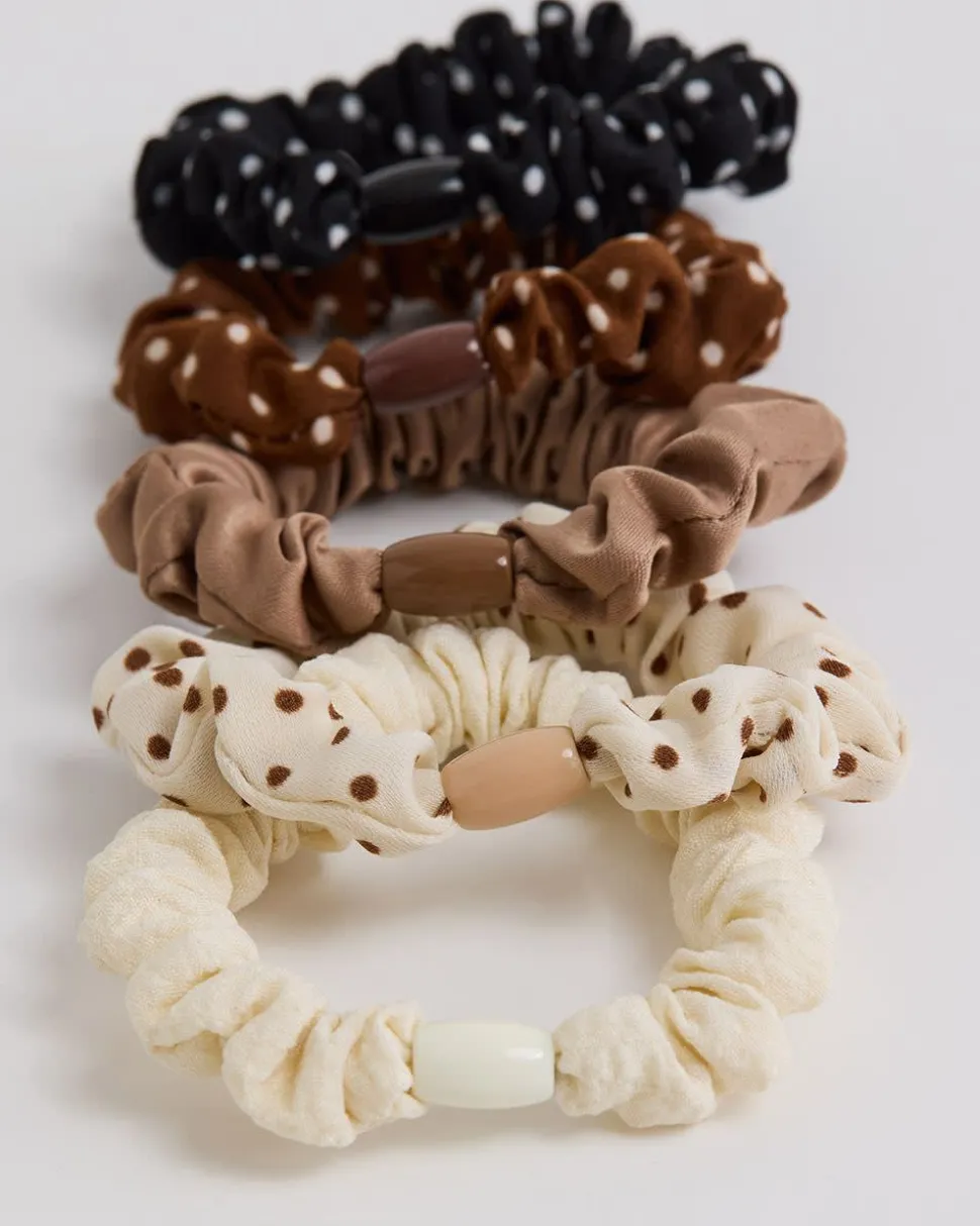 Small Polka-Dot Scrunchies - Set of 5