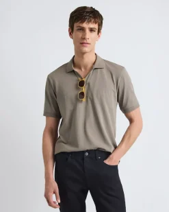 Solid CoolMax (R) Short-Sleeve Polo with Johnny Collar