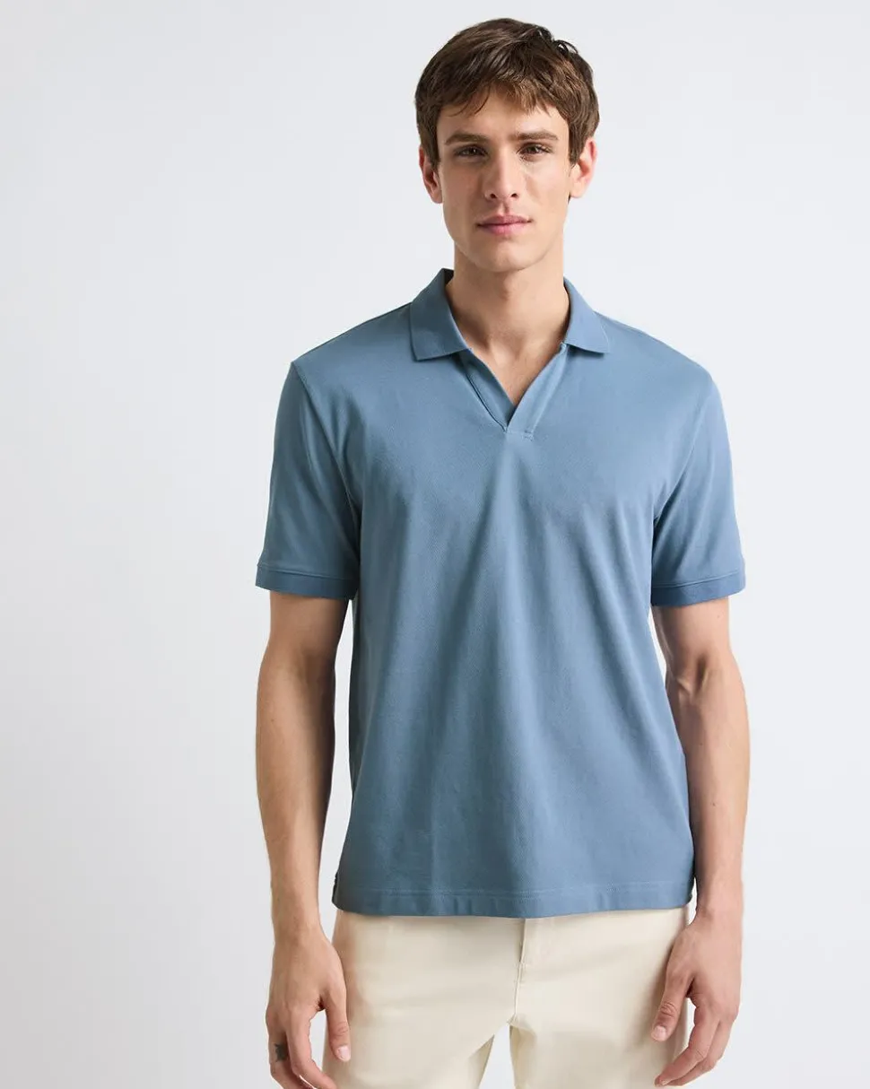 Solid CoolMax (R) Short-Sleeve Polo with Johnny Collar
