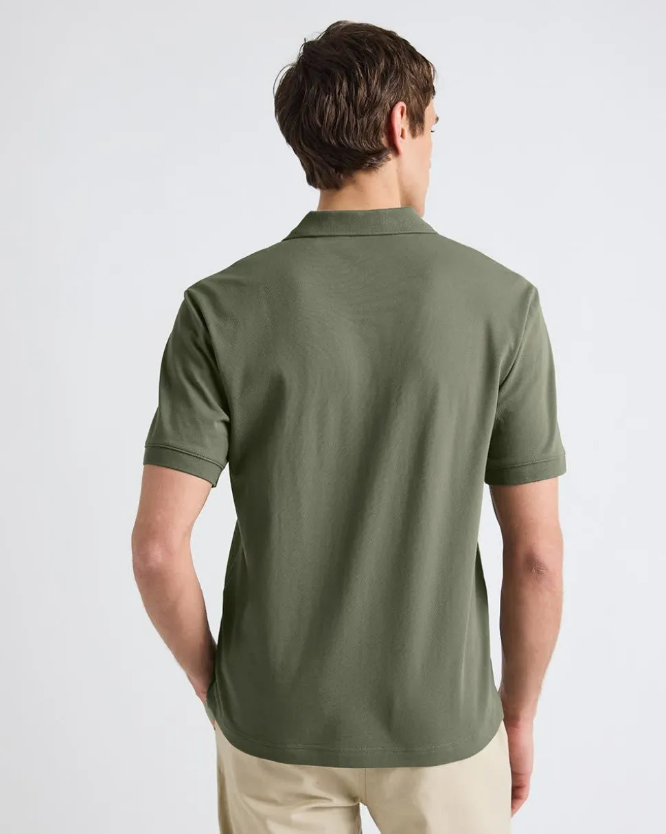 Solid CoolMax (R) Short-Sleeve Polo with Johnny Collar