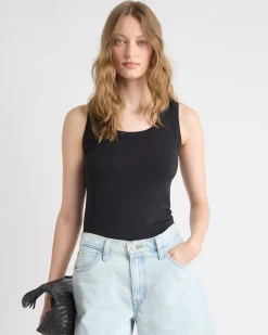 Solid Scoop-Neck Cami with Wide Straps