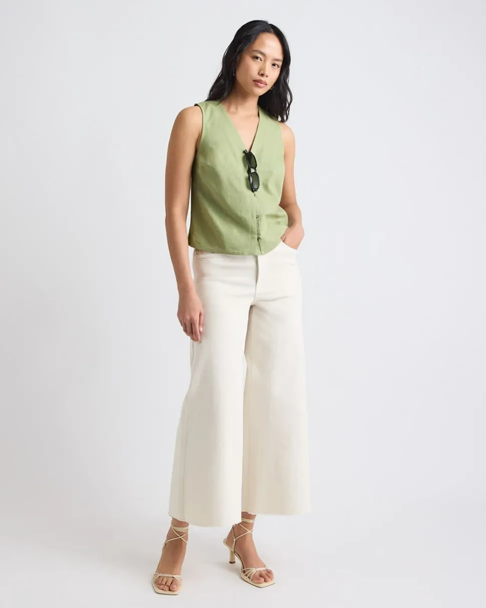 Solid Sleeveless Linen-Blend Blouse