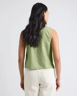 Solid Sleeveless Linen-Blend Blouse