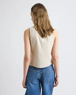 Solid Sleeveless Linen-Blend Blouse