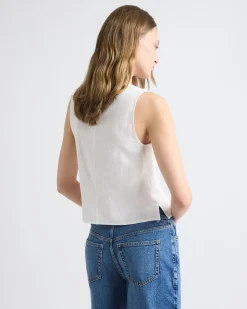 Solid Sleeveless Linen-Blend Blouse