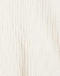 Split-Neck Elbow-Sleeve Ribbed Sweater
