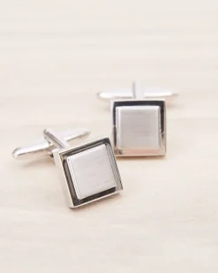Square Matte Silver Cuff Links