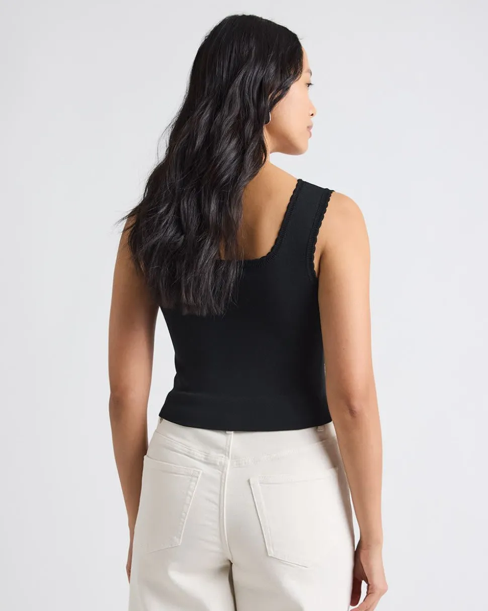 Square-Neck Fitted Textured Tank