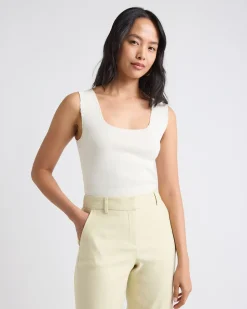 Square-Neck Fitted Textured Tank