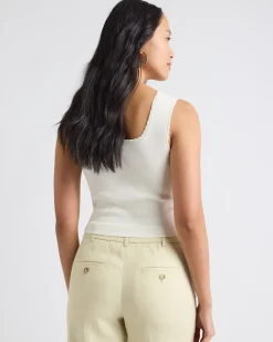 Square-Neck Fitted Textured Tank