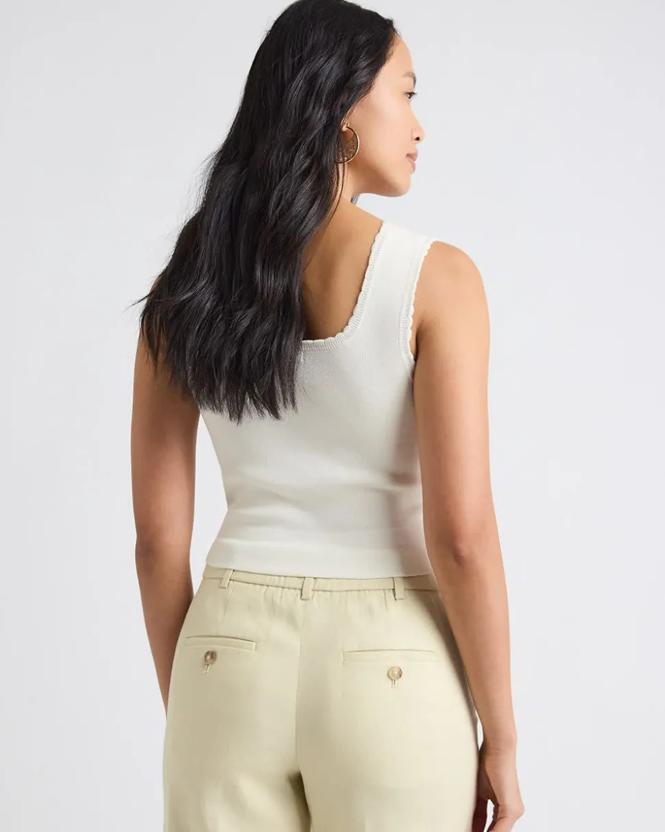Square-Neck Fitted Textured Tank