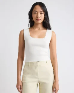 Square-Neck Fitted Textured Tank