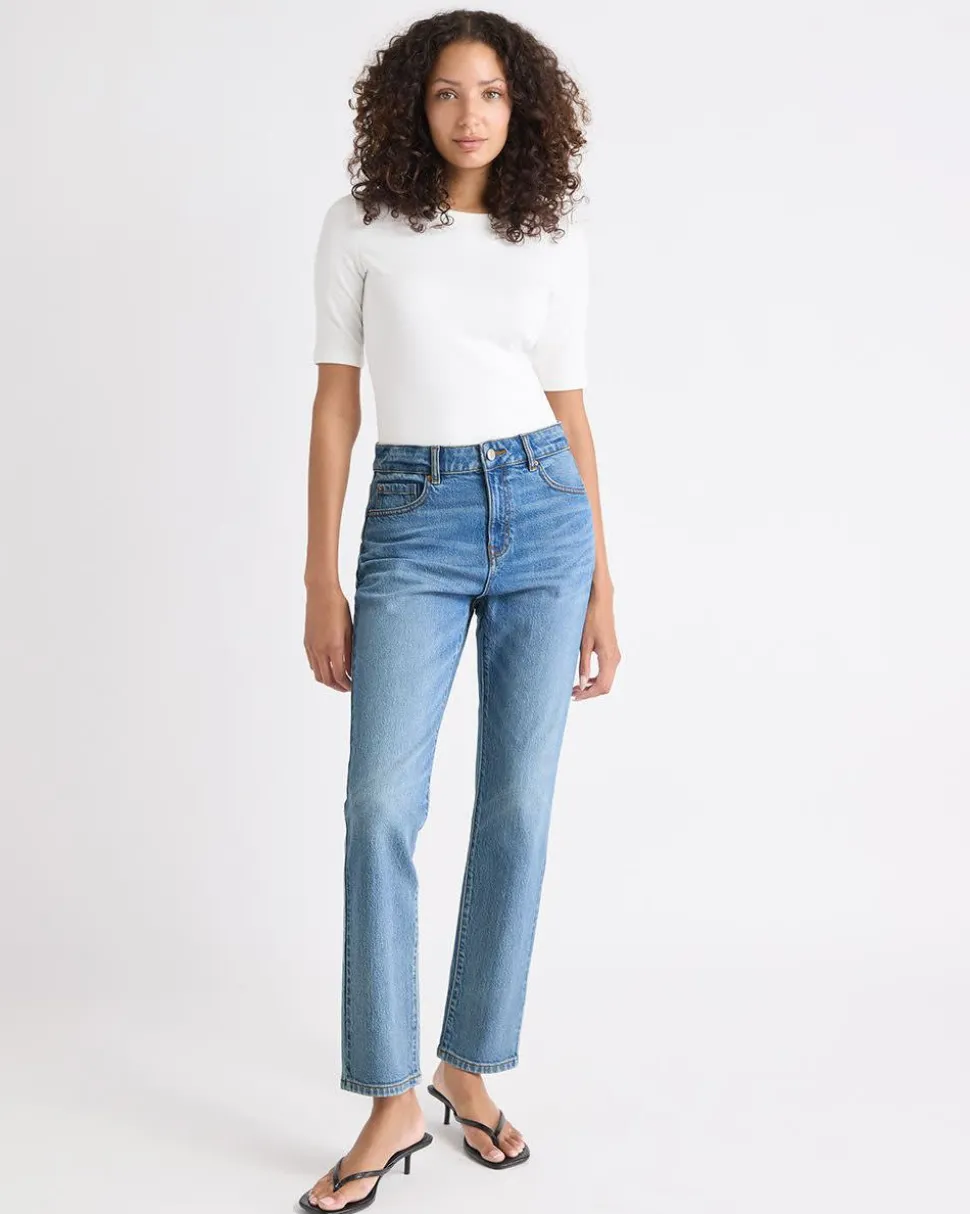 Straight Slim-Leg High-Rise Jeans