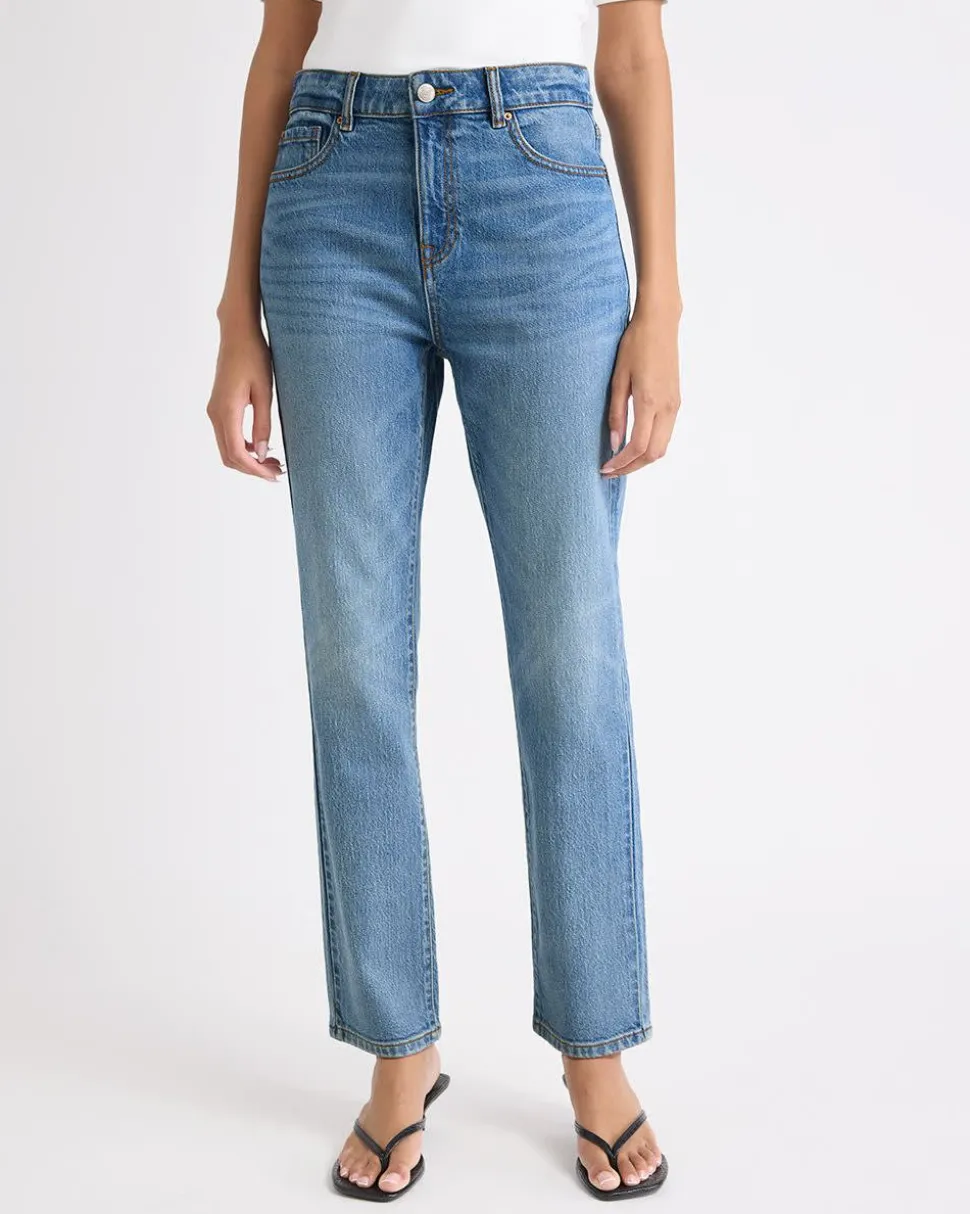 Straight Slim-Leg High-Rise Jeans