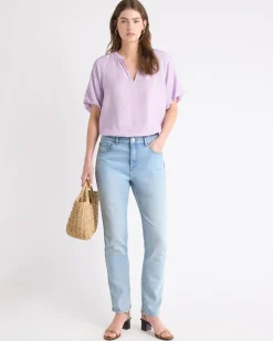 Straight Slim-Leg High-Rise Jeans