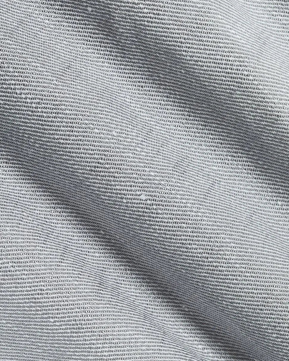 Straight-Leg Mid-Rise Grey-Linen Ankle Pant