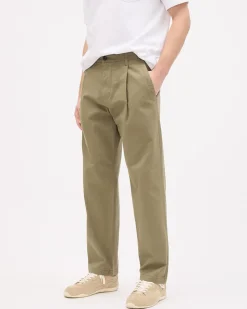 Straight-Leg Pleated Chino Pant