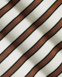 Striped Elbow-Sleeve Crew-Neck Fitted Tee