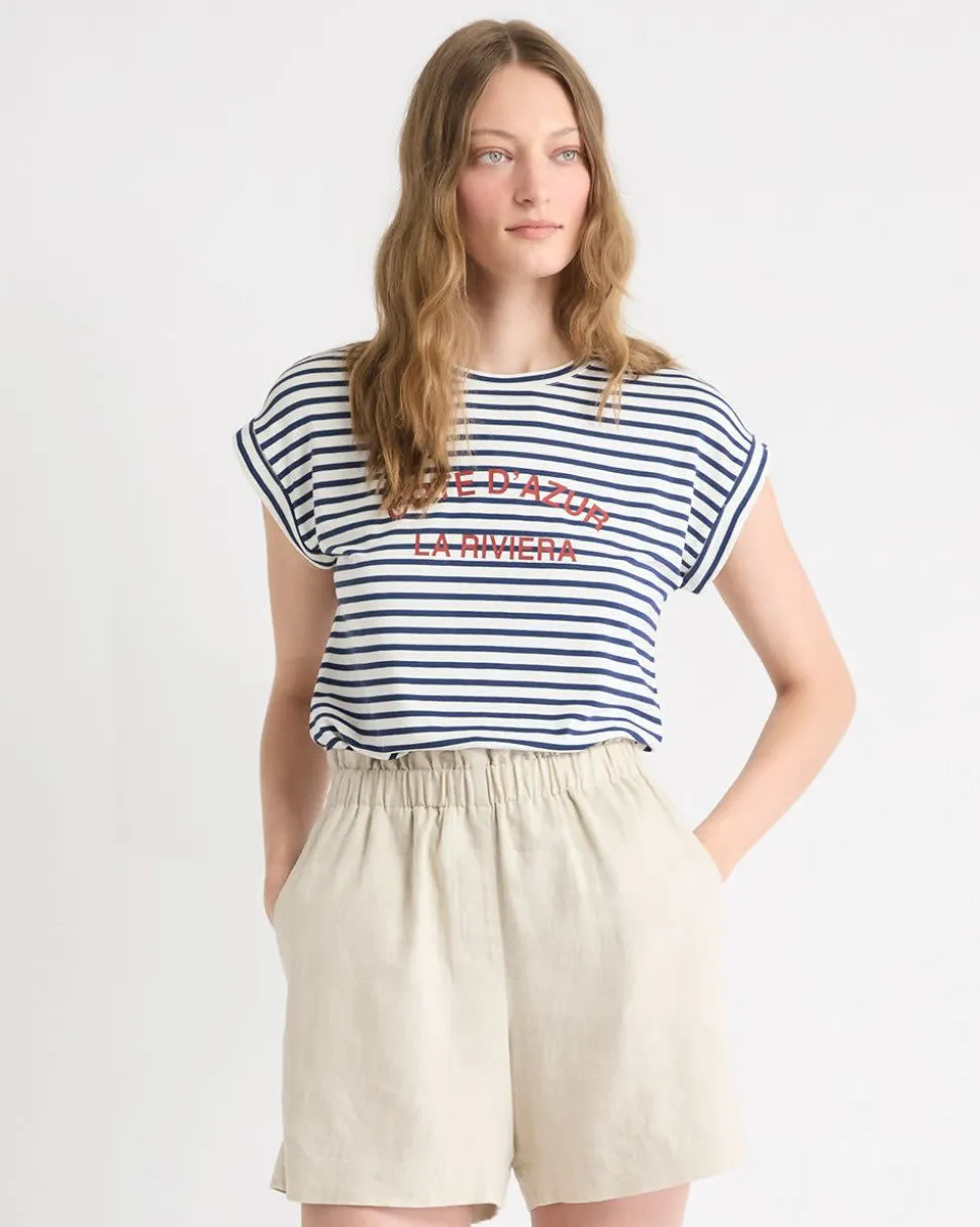 Striped Extended-Sleeve Crew-Neck T-Shirt