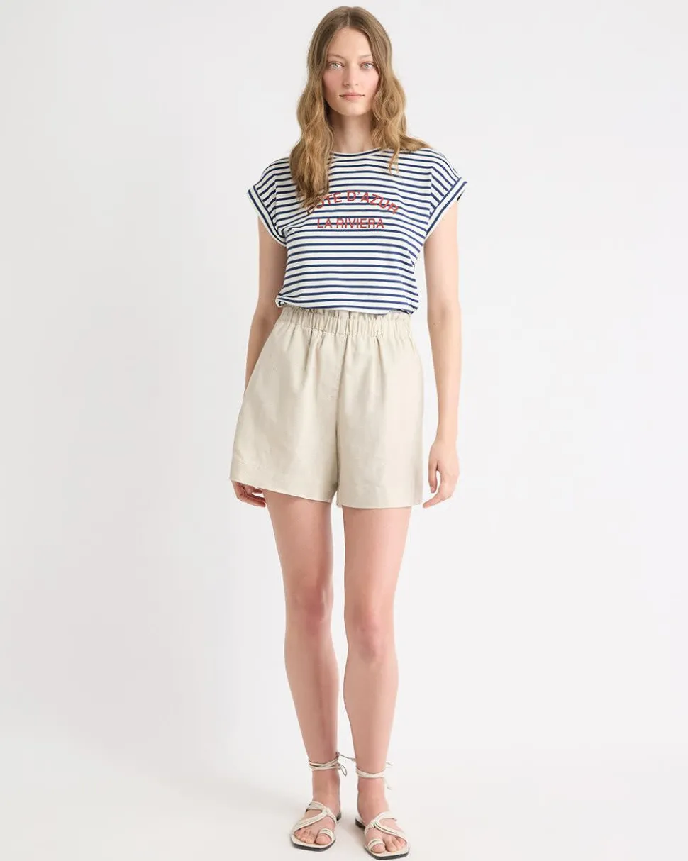 Striped Extended-Sleeve Crew-Neck T-Shirt