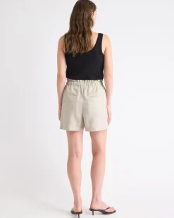 Striped High-Rise Linen-Blend Short