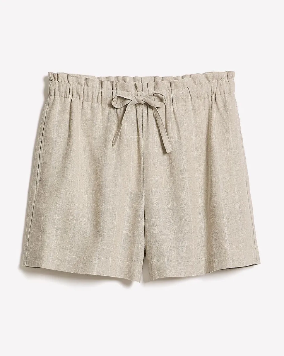 Striped High-Rise Linen-Blend Short