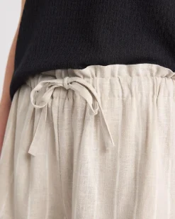 Striped High-Rise Linen-Blend Short