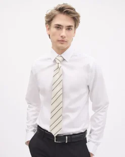 Striped Linen-Blend Regular Tie