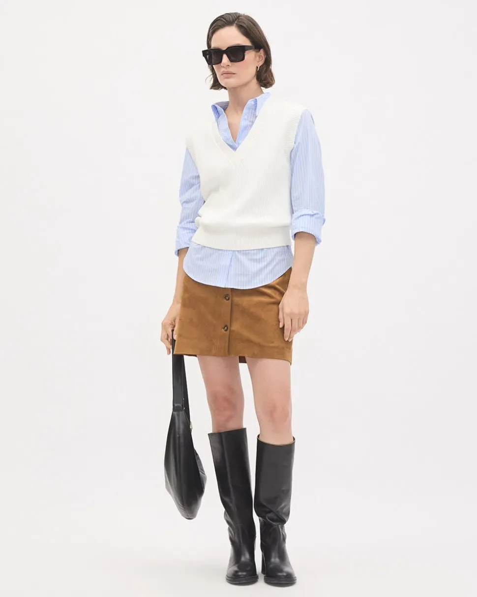 Striped Long-Sleeve Buttoned-Down Poplin Blouse