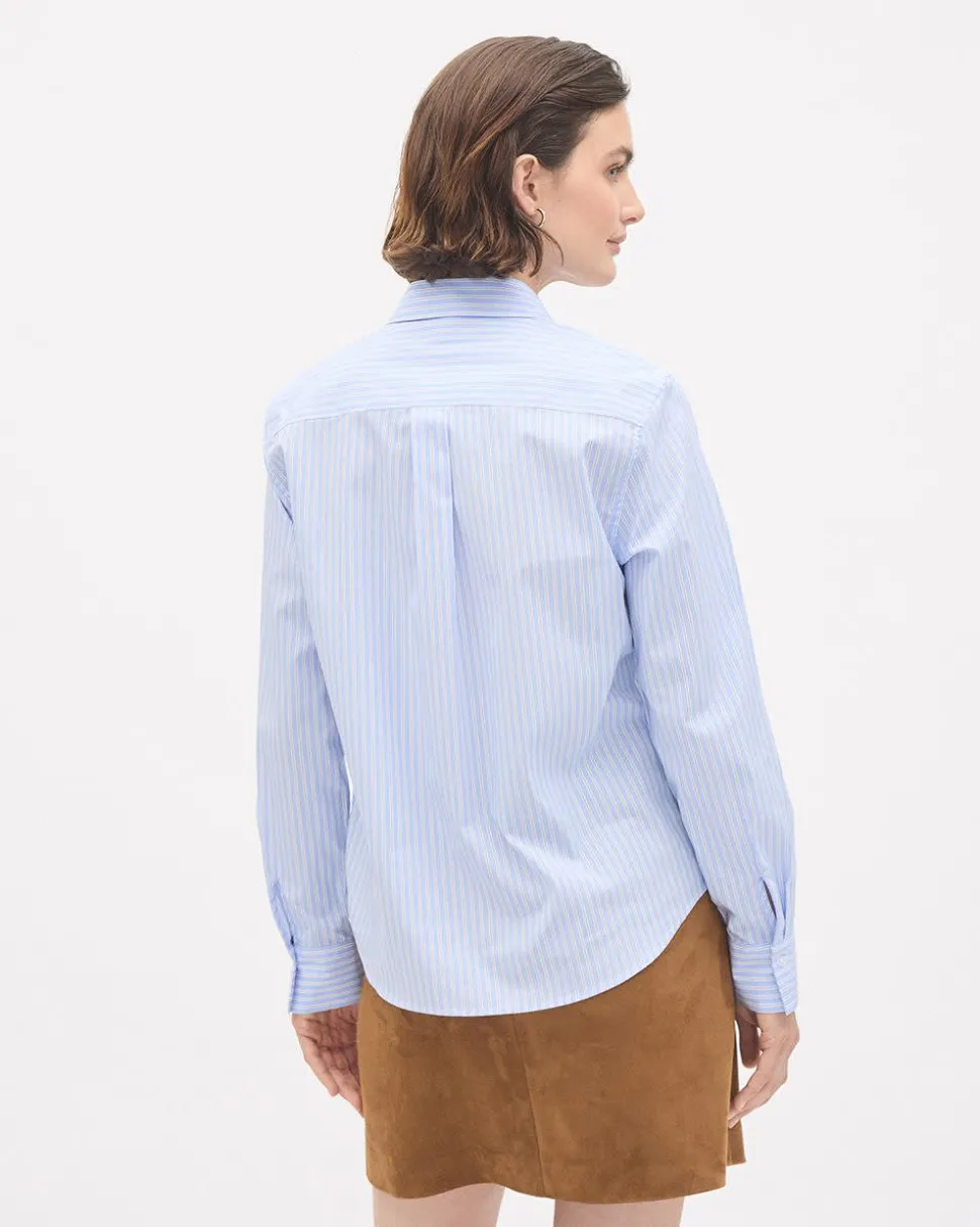 Striped Long-Sleeve Buttoned-Down Poplin Blouse