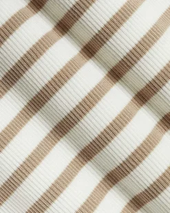 Striped Short-Flutter-Sleeve Crew-Neck Top
