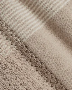 Striped Short-Sleeve Textured Polo with Johnny Collar