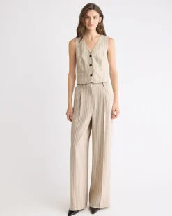 Striped Wide-Leg High-Rise Pant
