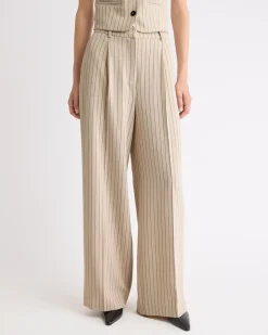 Striped Wide-Leg High-Rise Pant