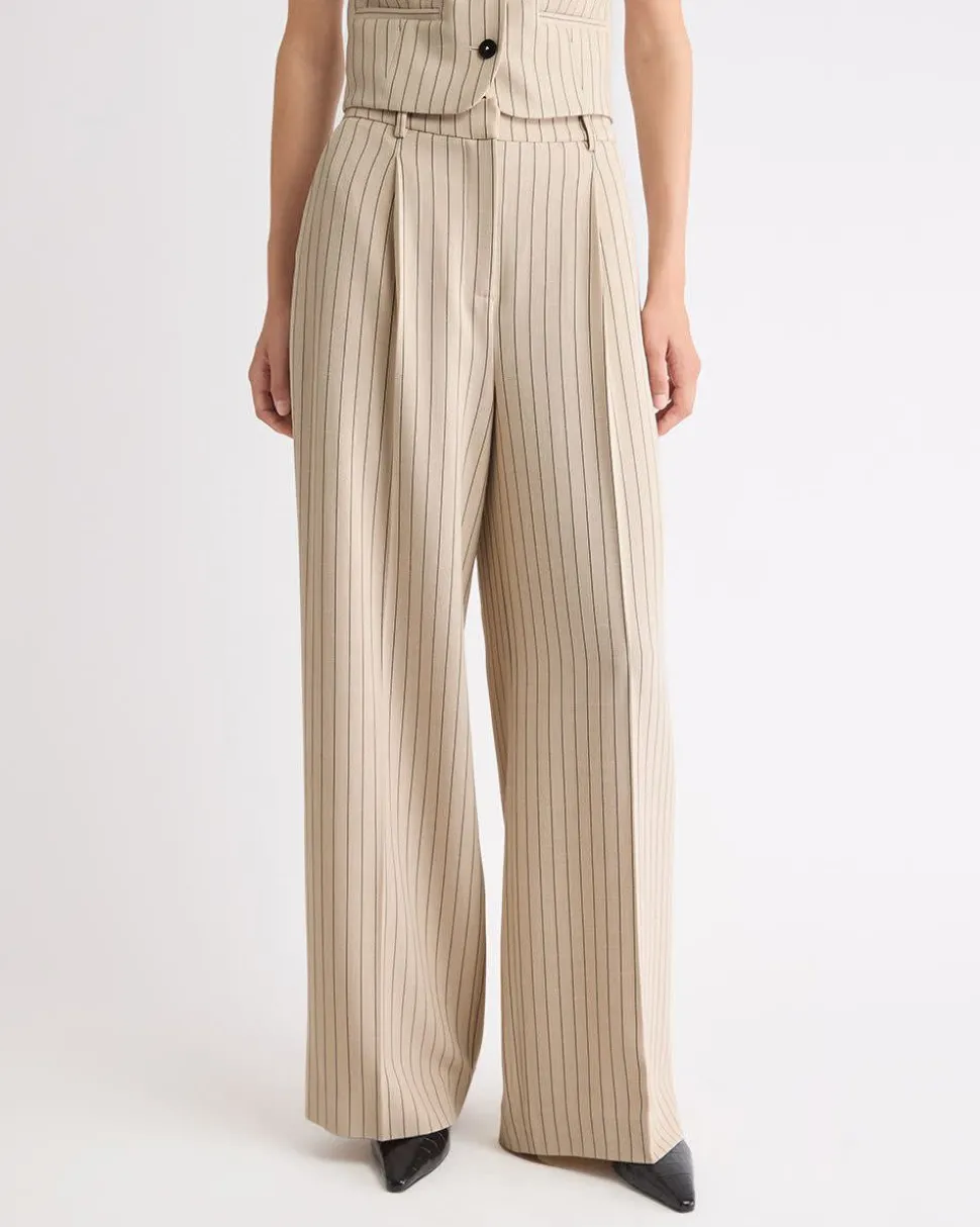 Striped Wide-Leg High-Rise Pant