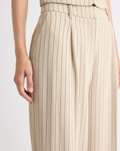 Striped Wide-Leg High-Rise Pant