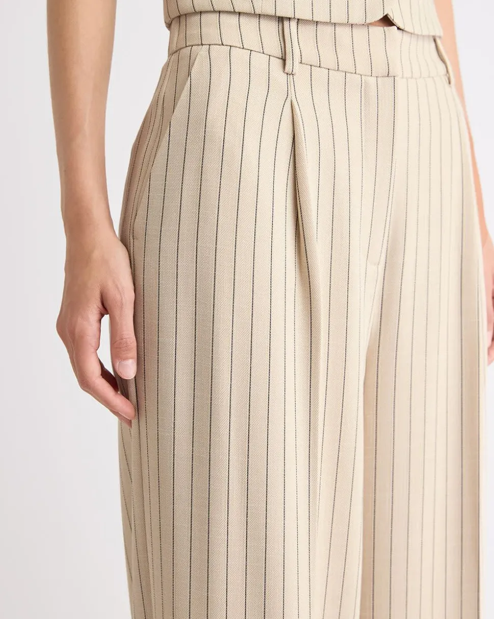 Striped Wide-Leg High-Rise Pant