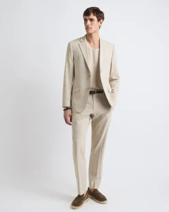 Tailored-Fit Checkered Taupe Suit Blazer