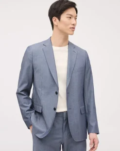 Tailored-Fit Denim-Like Suit Blazer
