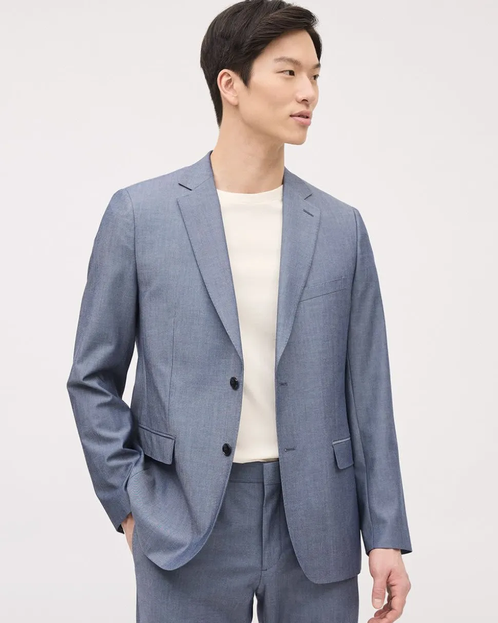Tailored-Fit Denim-Like Suit Blazer