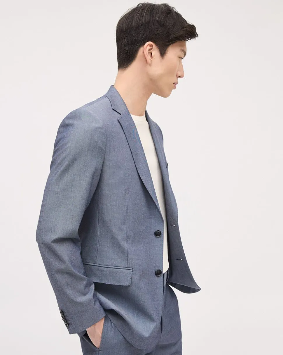 Tailored-Fit Denim-Like Suit Blazer