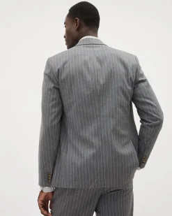 Tailored-Fit Double-Breasted Striped Suit Blazer
