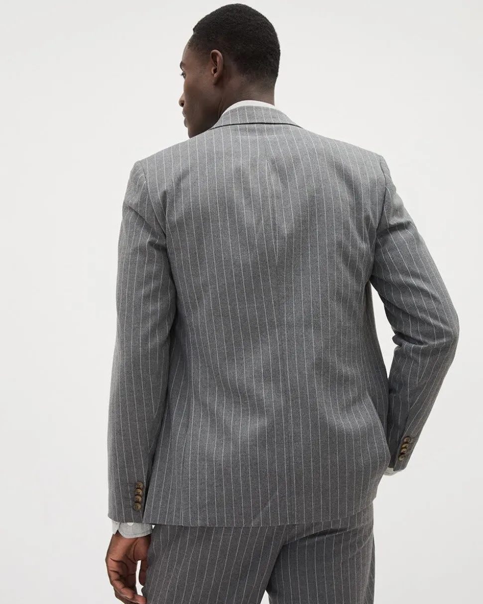 Tailored-Fit Double-Breasted Striped Suit Blazer