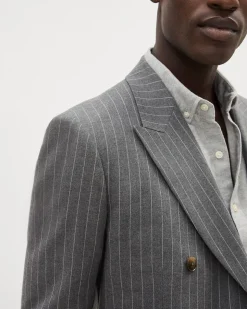 Tailored-Fit Double-Breasted Striped Suit Blazer