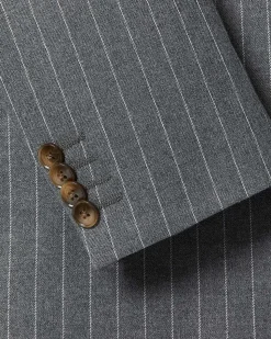 Tailored-Fit Double-Breasted Striped Suit Blazer