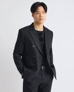 Tailored-Fit Double-Breasted Linen Suit Blazer