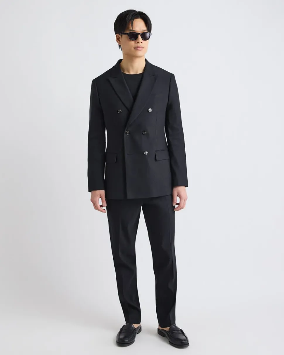 Tailored-Fit Double-Breasted Linen Suit Blazer