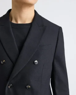 Tailored-Fit Double-Breasted Linen Suit Blazer