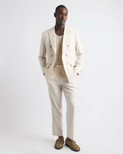 Tailored-Fit Double-Breasted Linen Suit Blazer